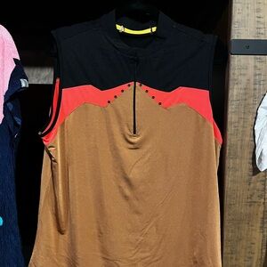 jamie sadock Women’s Sleeveless Colorblock Tank in Brown, Black & Red-Orange